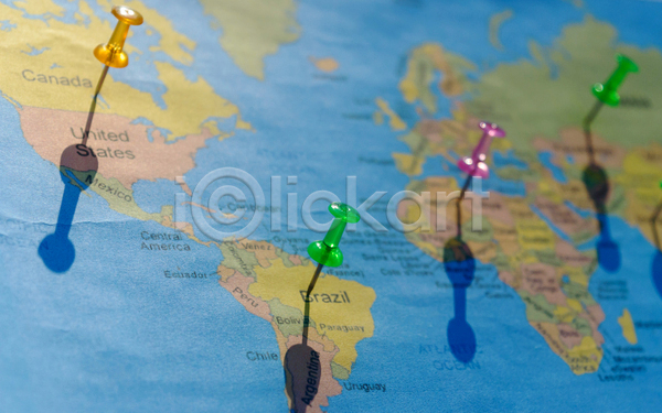 사람없음 JPG 아웃포커스 포토 해외이미지 그림자 남아메리카 세계지도 실내 아메리카 압정 위치 지도