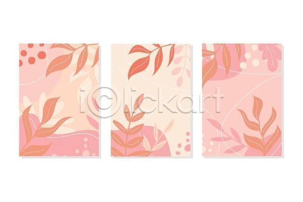 사람없음 EPS 일러스트 해외이미지 디자인 배너 분홍색 세트 잎