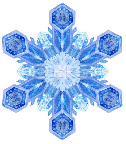 사람없음 JPG 포토 해외이미지 겨울 눈꽃무늬 눈송이 디자인 미술 수채화(물감) 엘리먼트 추상 파란색
