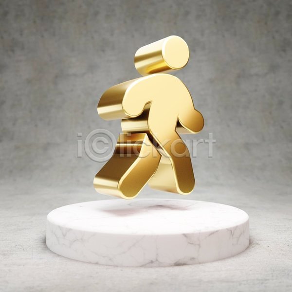 사람모양 사람없음 3D JPG 포토 해외이미지 걷기 광택 금색 디지털 심볼 황금