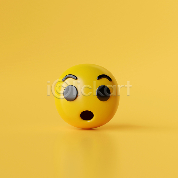 사람없음 3D JPG 포토 해외이미지 노란배경 놀람 모바일 소셜네트워크 이모티콘