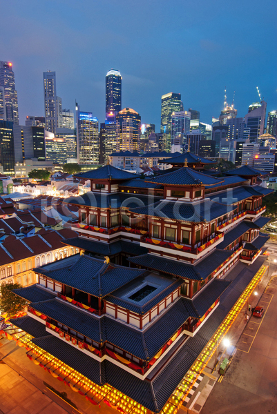 사람없음 JPG 포토 해외이미지 건물 건축양식 도시 도시풍경 사찰 싱가폴 아시아 야간 야경 야외