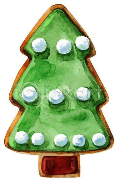 사람없음 JPG 일러스트 포토 해외이미지 겨울 나무 디저트 수채화(물감) 장식 쿠키 크리스마스 크리스마스트리 크리스마스트리모양쿠키