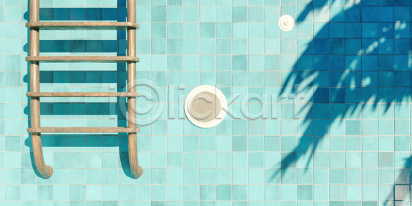 사람없음 3D JPG 포토 해외이미지 그림자 사다리 수영장 야자수잎 여름(계절)