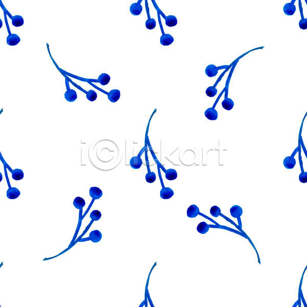 사람없음 JPG 일러스트 포토 해외이미지 겨울 나뭇가지 디자인 미술 백그라운드 수채화(물감) 열매 크리스마스 파란색 패턴