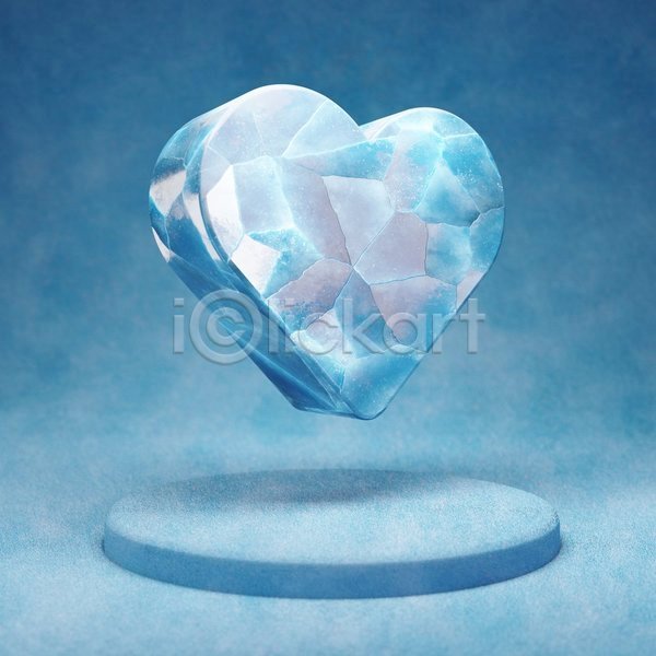 사랑 사람없음 3D JPG 입체 포토 해외이미지 얼음 오브젝트 파란색 하트