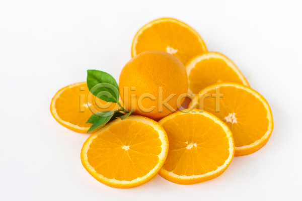사람없음 JPG 포토 해외이미지 단면 비타민C 오렌지 잎 조각