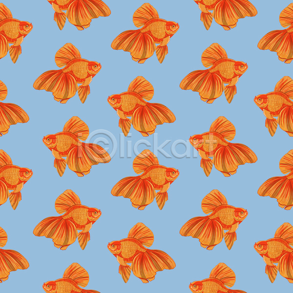 사람없음 JPG 포토 해외이미지 금붕어 디자인 백그라운드 여러마리 주황색 패턴 패턴백그라운드 하늘색