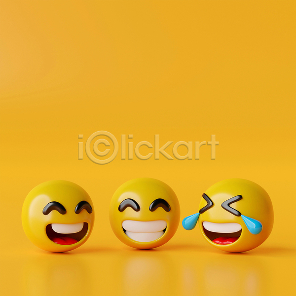 사람없음 3D JPG 포토 해외이미지 노란배경 눈물 모바일 미소(표정) 소셜네트워크 웃음 이모티콘 표정