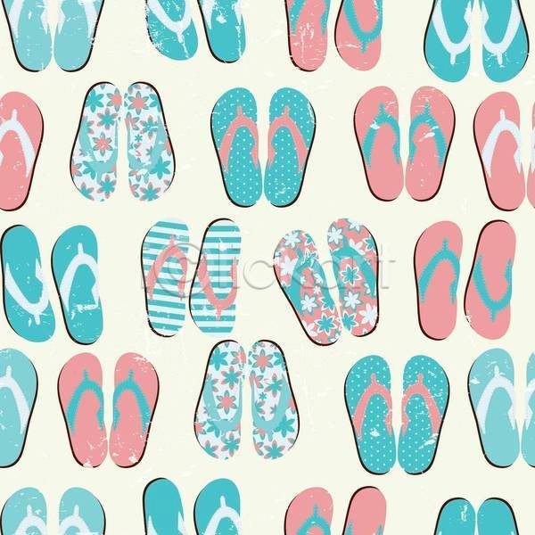 시원함 사람없음 EPS 일러스트 해외이미지 백그라운드 분홍색 여름(계절) 쪼리 파란색 패턴 패턴백그라운드
