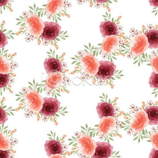 감성 분위기 사람없음 EPS 일러스트 해외이미지 꽃 분홍색 손그림 수채화(물감) 패턴 패턴백그라운드