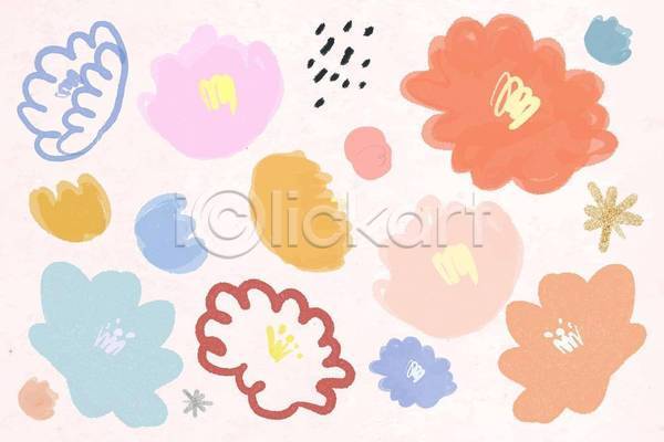 사람없음 EPS 일러스트 해외이미지 꽃 낙서 디자인 백그라운드 봄 손그림 컬러풀 파스텔톤