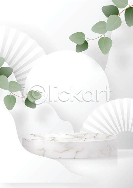 사람없음 3D EPS 일러스트 해외이미지 단상 부채모양 잎 흰색