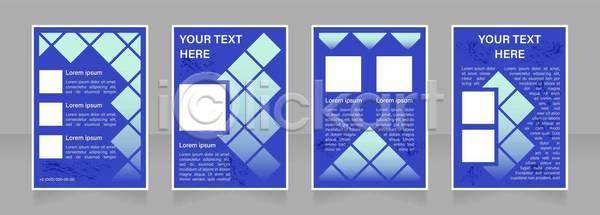 사람없음 EPS 일러스트 해외이미지 디자인 레이아웃 문서 비즈니스 사각형 세트 자료 정사각형 텍스트 파란색 팜플렛 포스터 해외일러스트