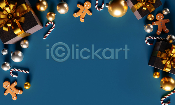 사람없음 3D JPG 포토 해외이미지 디자인 메리크리스마스 백그라운드 상자 선물상자 지팡이사탕 진저맨 카피스페이스 크리스마스 크리스마스선물 크리스마스장식 파란배경