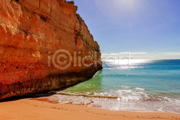 사람없음 JPG 포토 해외이미지 모래 바다 여행 일몰 절벽 포르투갈
