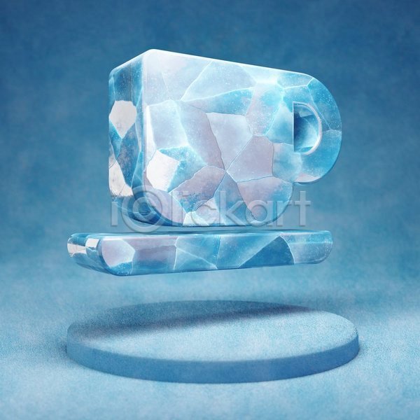사람없음 3D JPG 입체 포토 해외이미지 얼음 오브젝트 커피 컵 파란색
