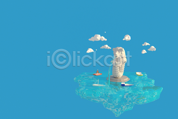 사람없음 3D JPG 포토 해외이미지 구름(자연) 로우폴리 멀라이언타워 물 세계문화유산 싱가폴 요트 지형