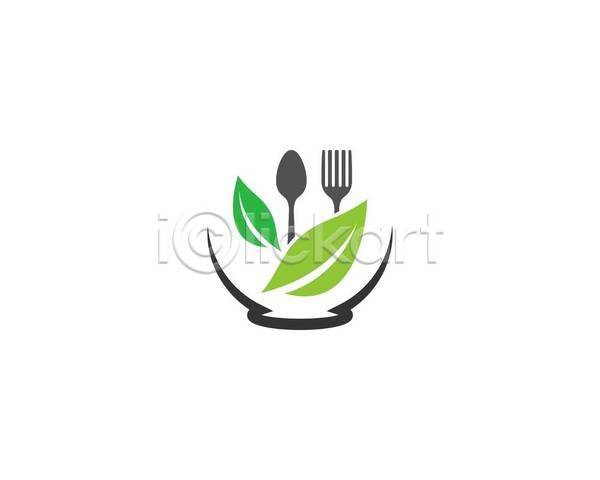 사람없음 EPS 그린아이콘 아이콘 일러스트 해외이미지 그릇 숟가락 심볼 에코 유기농 잎 친환경 포크