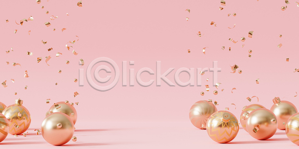 사람없음 3D JPG 디지털합성 포토 해외이미지 금색 꽃가루 분홍색 오너먼트 크리스마스 크리스마스장식