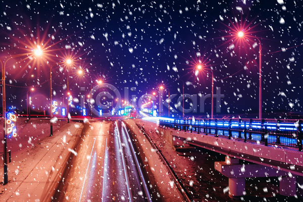 사람없음 JPG 포토 해외이미지 가로등 눈(날씨) 도로 도시 도시풍경 빛 야간 야경 야외 유럽
