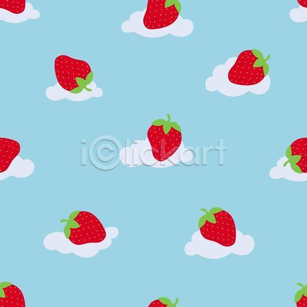 사람없음 EPS 일러스트 해외이미지 구름(자연) 디자인 딸기 반복 빨간색 파란색