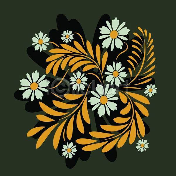 화려 사람없음 EPS 일러스트 해외이미지 꽃 디자인 미술 민화 잎 주황색 초록색