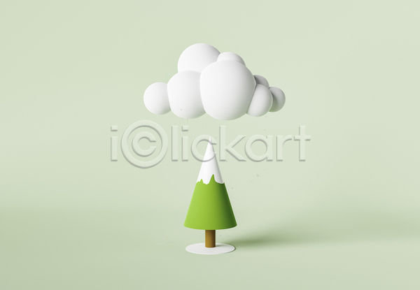 사람없음 3D JPG 디지털합성 포토 해외이미지 구름(자연) 나무 눈덮임 연두색 크리스마스