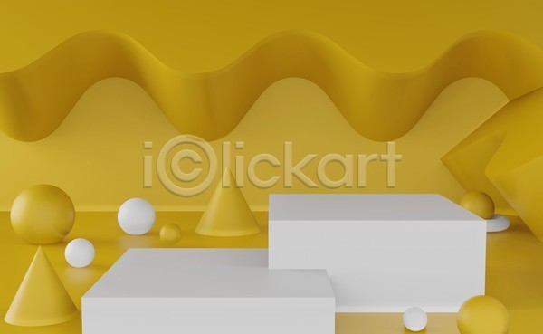사람없음 3D JPG 포토 해외이미지 공백 노란색 단상 디자인 목업 무대 백그라운드 엘리먼트 포디움
