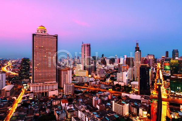 사람없음 JPG 포토 해외이미지 건물 고층빌딩 대도시 도시 도시풍경 아파트 야간 일몰 태국