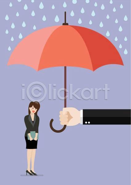 보호 성인 성인여자한명만 신체부위 여자 한명 EPS 일러스트 해외이미지 들기 비즈니스우먼 빗방울 손 우산 전신 정장