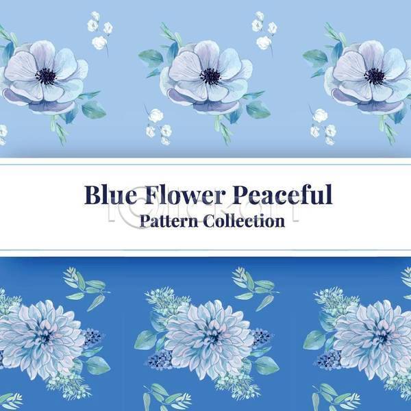 사람없음 EPS 일러스트 해외이미지 꽃 꽃무늬 꽃백그라운드 백그라운드 타이포그라피 파란색 패턴백그라운드