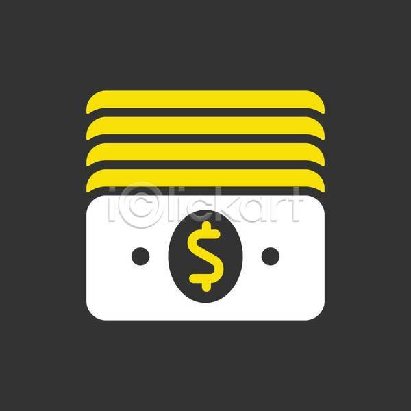 사람없음 EPS 아이콘 일러스트 해외이미지 검은색 노란색 달러 돈 디자인 지폐 흰색