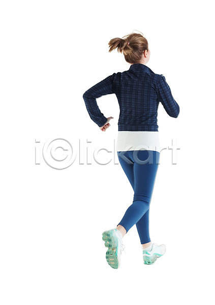 20대 백인 여자 청소년 한명 JPG 포토 해외이미지 건강 고립 달리기 달리기선수 라이프스타일 바디케어 스포츠 신체 연습 운동 운동복 자르기 해외202004 흰배경