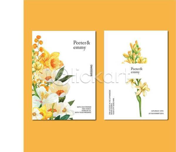 사람없음 EPS 일러스트 템플릿 해외이미지 봄 봄꽃 수채화(물감) 잎 카드(감사) 흰색