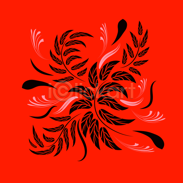 화려 사람없음 EPS JPG 일러스트 해외이미지 꽃 디자인 미술 민화 빨간색 잎