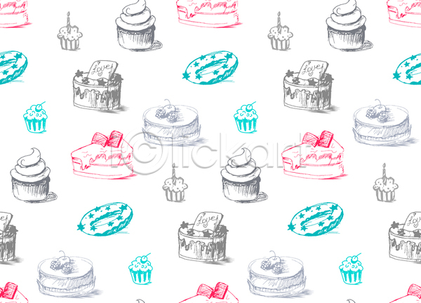 사람없음 JPG 포토 해외이미지 도넛 백그라운드 빵집 스케치 조각케이크 컵케이크 패턴