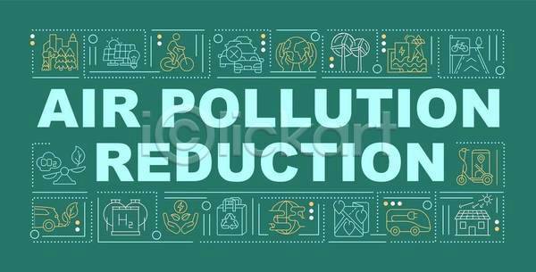 대기오염 사람없음 EPS 일러스트 해외이미지 단어 디자인 레터링 백그라운드 선 자연보호 줄이기 초록색 컨셉 타이포그라피
