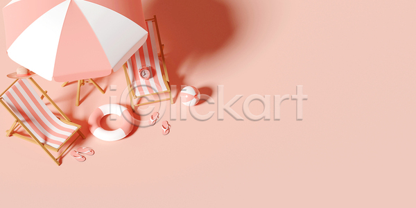 사람없음 3D JPG 포토 해외이미지 그림자 분홍색 비치볼 선베드 여름(계절) 자명종 쪼리 카피스페이스 튜브 파라솔