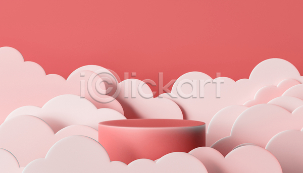 사람없음 3D JPG 일러스트 해외이미지 구름(자연) 구름모양 단상 분홍색 심플 원기둥