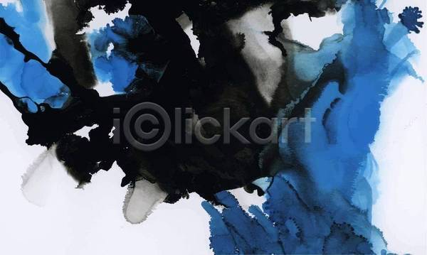 사람없음 EPS 일러스트 해외이미지 검은색 디자인 백그라운드 수채화(물감) 얼룩 추상 파란색
