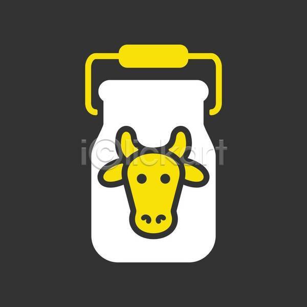 사람없음 EPS 아이콘 일러스트 해외이미지 검은색 낙농업 노란색 농업 소 우유 우유통 흰색
