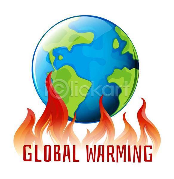 뜨거움 위험 지구온난화 사람없음 EPS 일러스트 해외이미지 기온상승 불 지구 클립아트