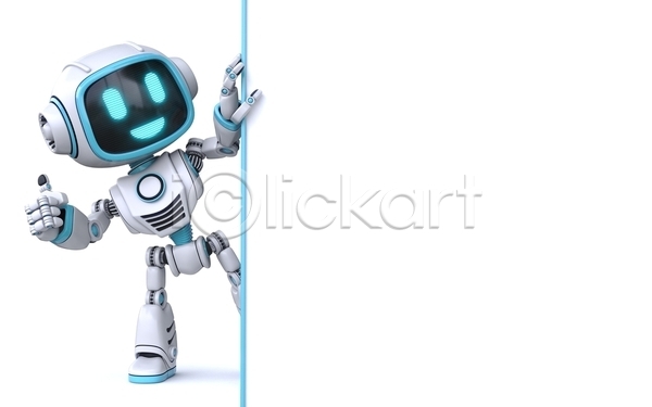 사람없음 3D JPG 일러스트 해외이미지 AI(인공지능) 따봉 로봇 엿보기 캐릭터