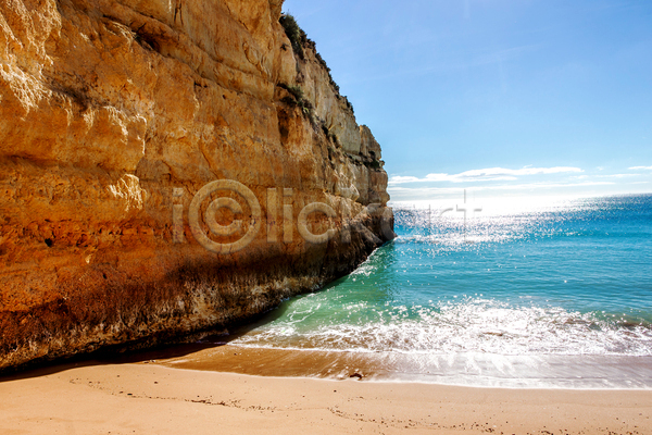 사람없음 JPG 포토 해외이미지 모래 바다 여행 일몰 절벽 포르투갈