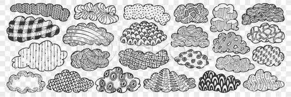 사람없음 EPS 일러스트 해외이미지 구름(자연) 구름모양 낙서 두들링 라인아트 무늬 문양 물방울무늬 세트 손그림 줄무늬 체크무늬 추상