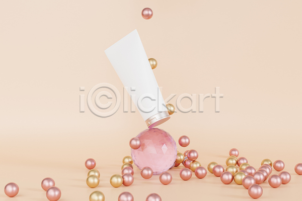 사람없음 3D JPG 포토 해외이미지 목업 분홍색 원형 튜브용기 화장품