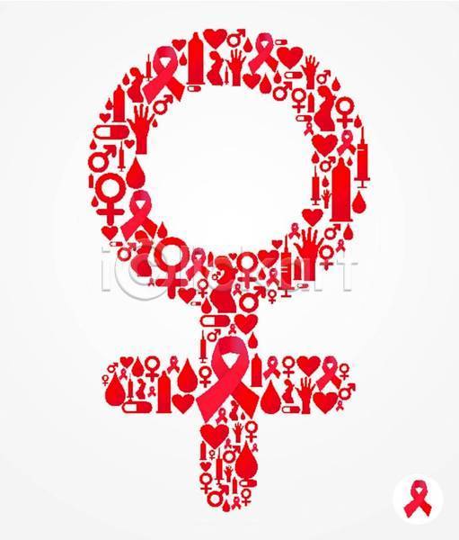 사람없음 EPS 실루엣 일러스트 해외이미지 리본 보건 빨간색 세계에이즈의날 에이즈 여자기호 예방 혈액