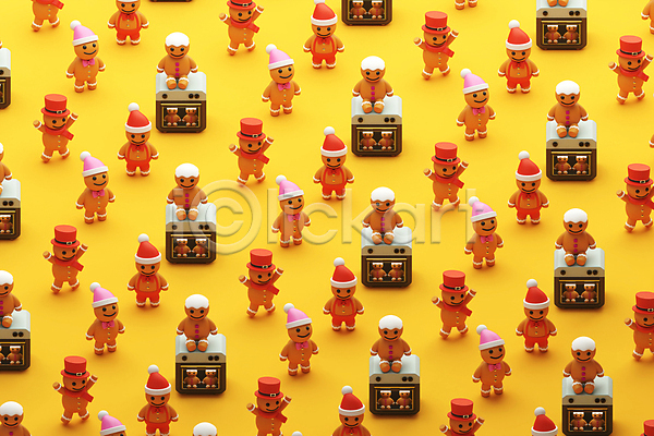 사람없음 3D PSD 디지털합성 편집이미지 목도리 산타모자 앉기 오븐 중절모 진저맨 진저쿠키 크리스마스 패턴 편집 편집소스