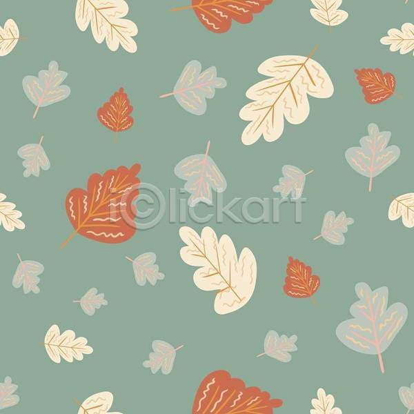 사람없음 EPS 일러스트 해외이미지 가을(계절) 나뭇잎 낙엽 민트색 패턴 패턴백그라운드